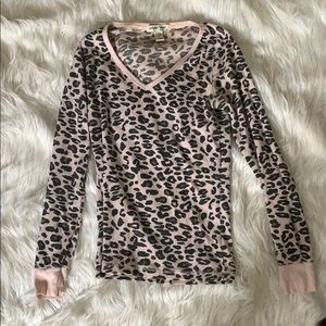 Long Sleeve Leopard Print Henley